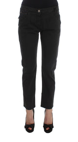 Jeans de mezclilla de ajuste regular negro elegante