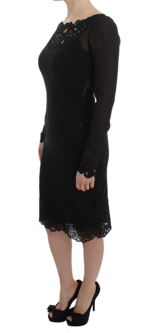 Elegante vestido de vaina de encaje floral negro