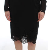 Elegant Black Floral Lace Sheath Dress