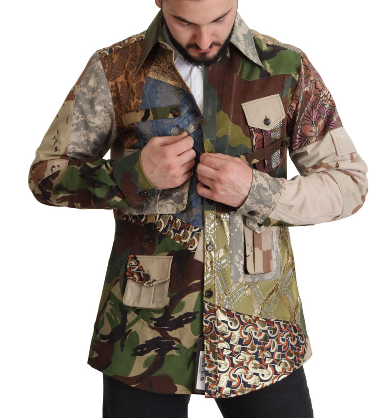 Camisa casual de camuflaje de mosaico