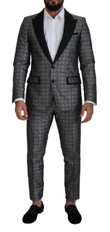 Κομψό ασημένιο μοτίβο Slim Fit Suit