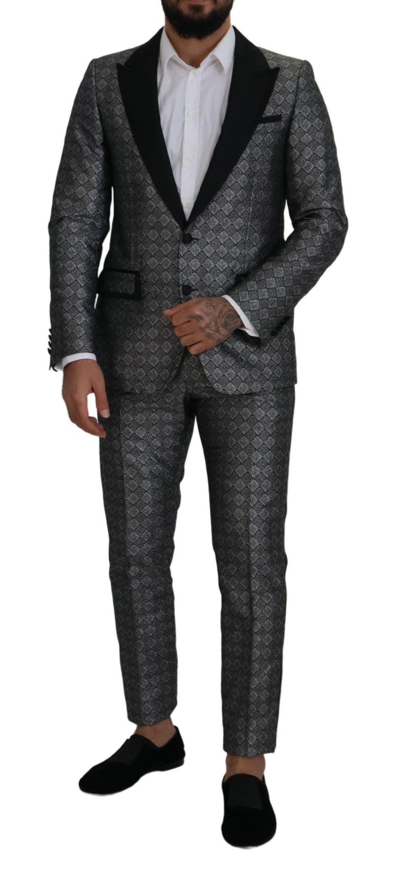 Κομψό ασημένιο μοτίβο Slim Fit Suit