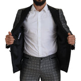 Elegant Silver Patterned Slim Fit Suit