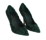 Eleganti pompe in pelle di pelliccia Xiangao verde