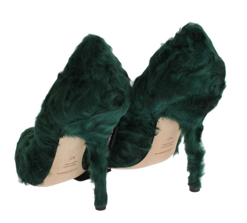 Eleganti pompe in pelle di pelliccia Xiangao verde