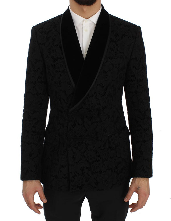 Élégant blazer à mélange de soie noire slim