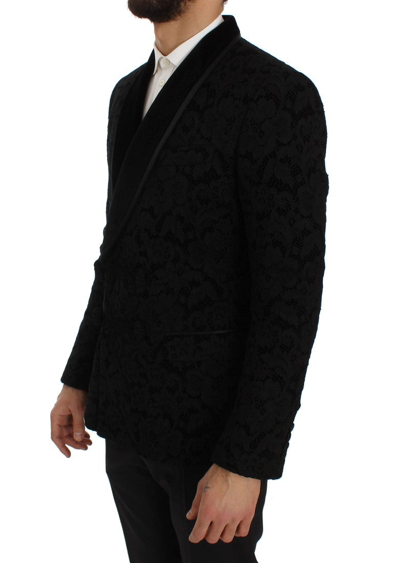 Elegante blazer di miscela di seta nera