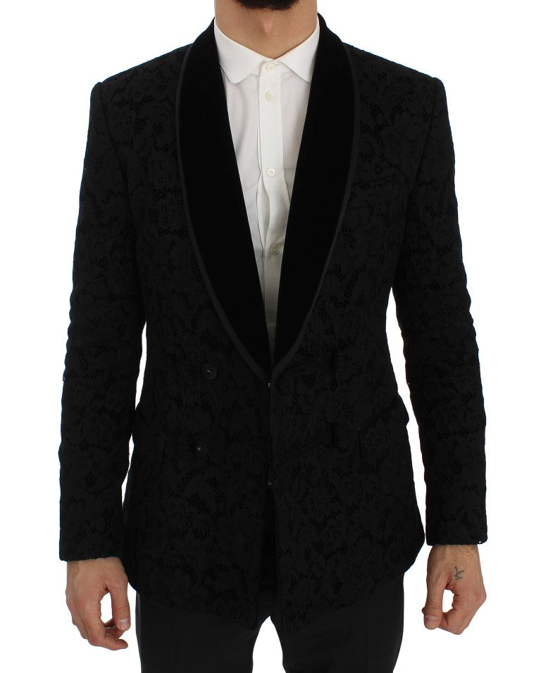 Elegante blazer di miscela di seta nera