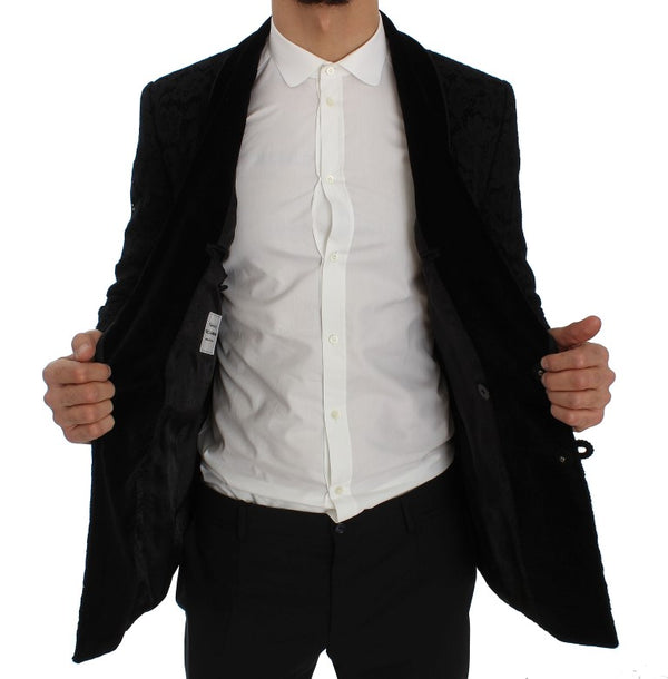 Blazer de mezcla de seda negra elegante de Slim Fit