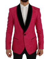 Blazer a petto singolo broccato floreale