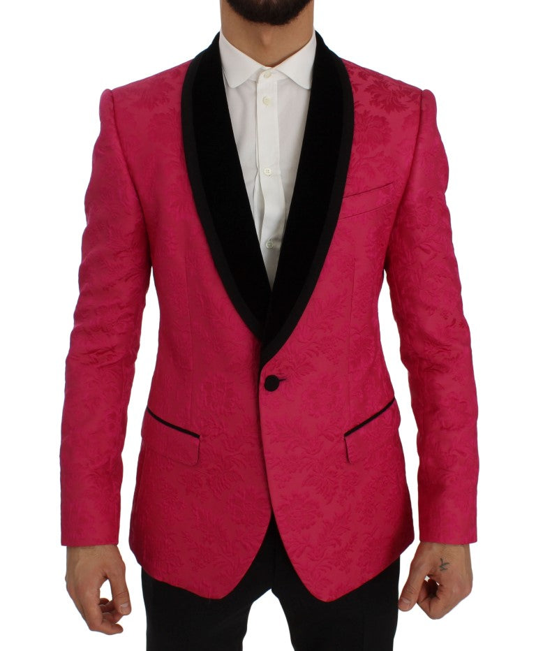 Blazer a petto singolo broccato floreale