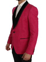 Blazer a petto singolo broccato floreale