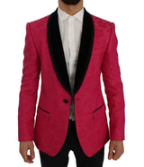 Blazer a petto singolo broccato floreale