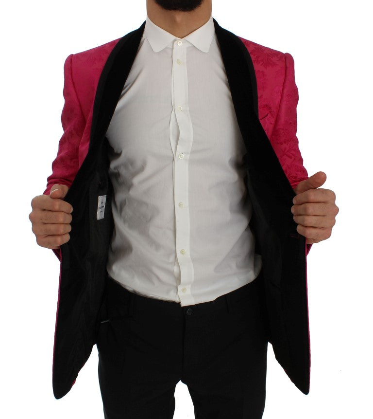 Blazer a petto singolo broccato floreale