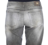 Jeans de petit ami de lavage gris chic