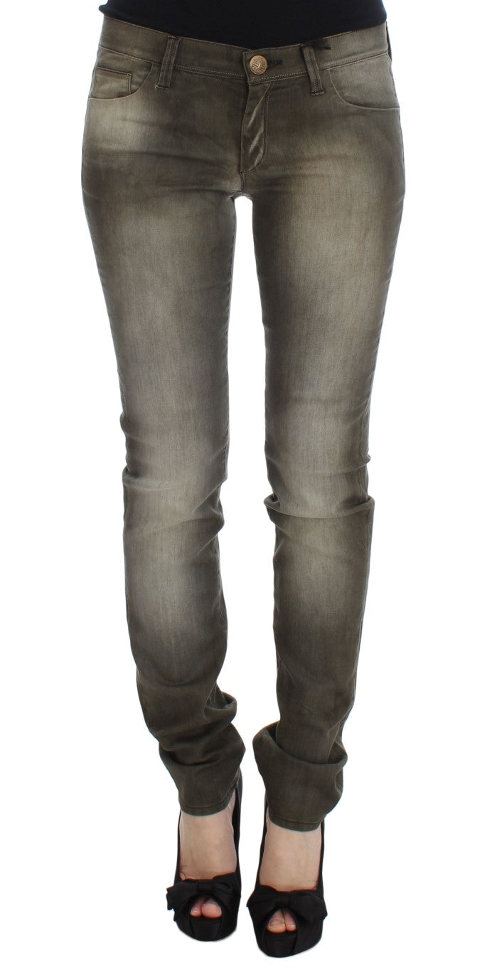 Chic Grey Slim Fit Italian Denim