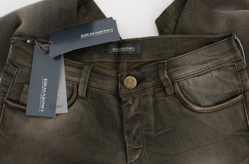 Chic Grey Slim Fit Italian Denim