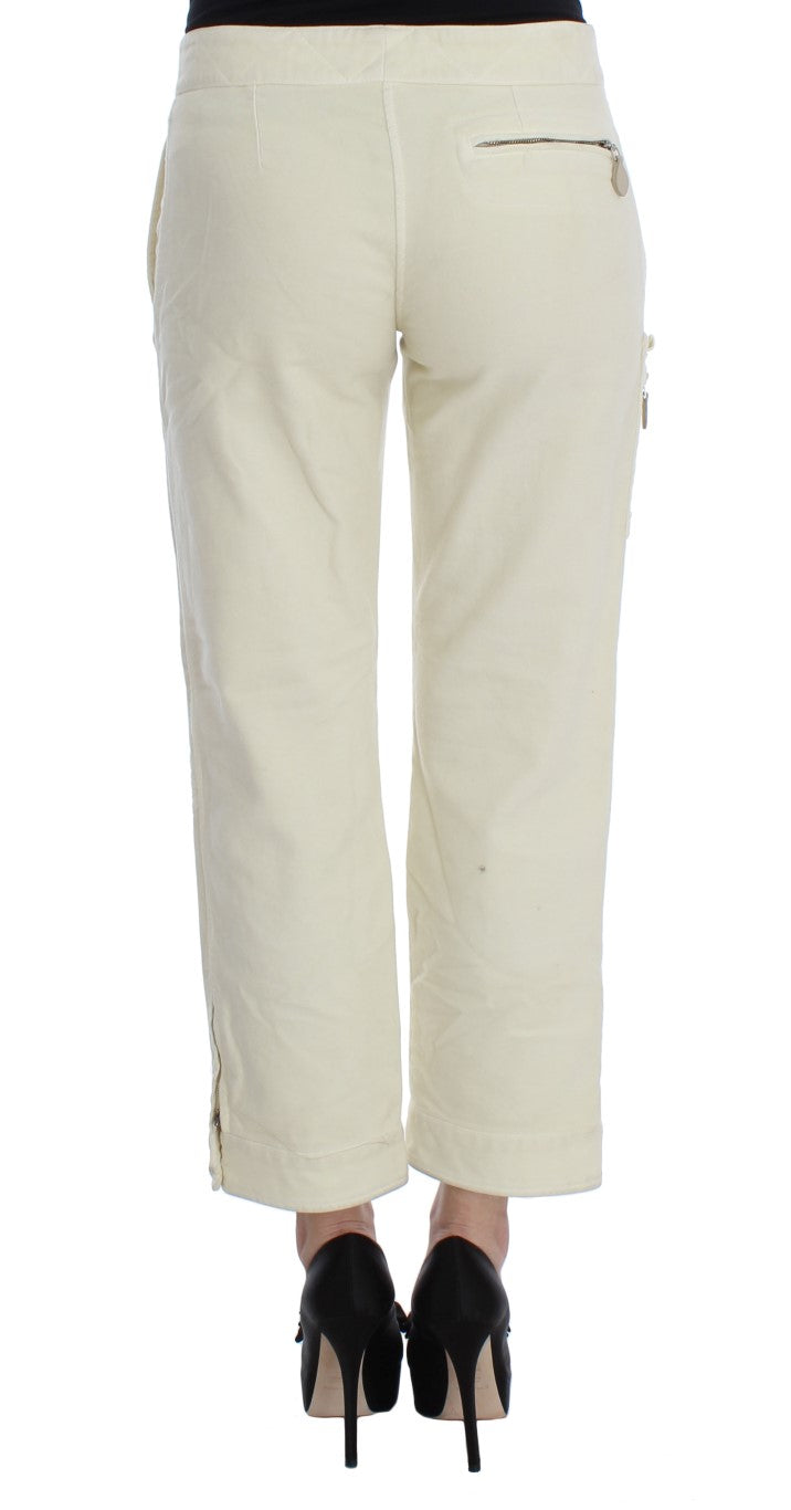 Pantalones chic beige capri recortados