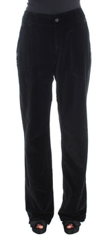 Jeans en coton en ajustement droit noir chic