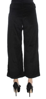 Jeans di cotone chic gamba larga nera