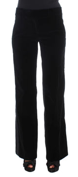 Élégant pantalon de mélange de soie à jambe large noir