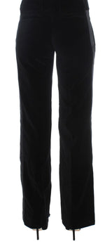 Elegantes pantalones de mezcla de seda de pierna ancha negra