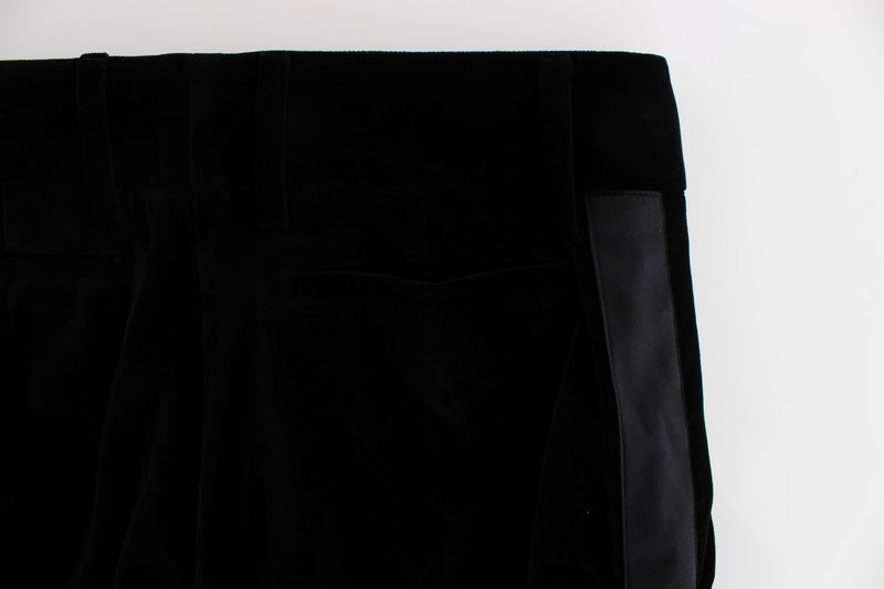 Elegantes pantalones de mezcla de seda de pierna ancha negra