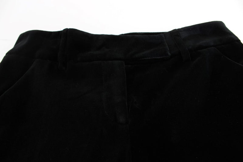 Elegantes pantalones de mezcla de seda de pierna ancha negra