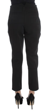 Eleganti pantaloni capri ritagliati in nero