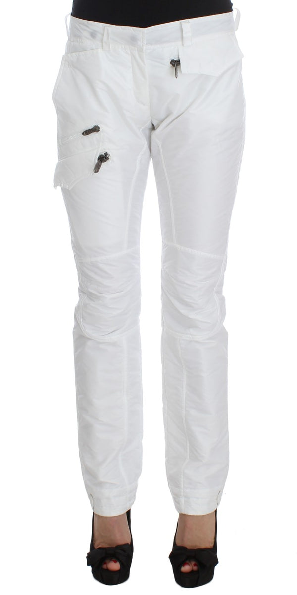 Pantaloni da carico in nylon bianco chic di designer italiano