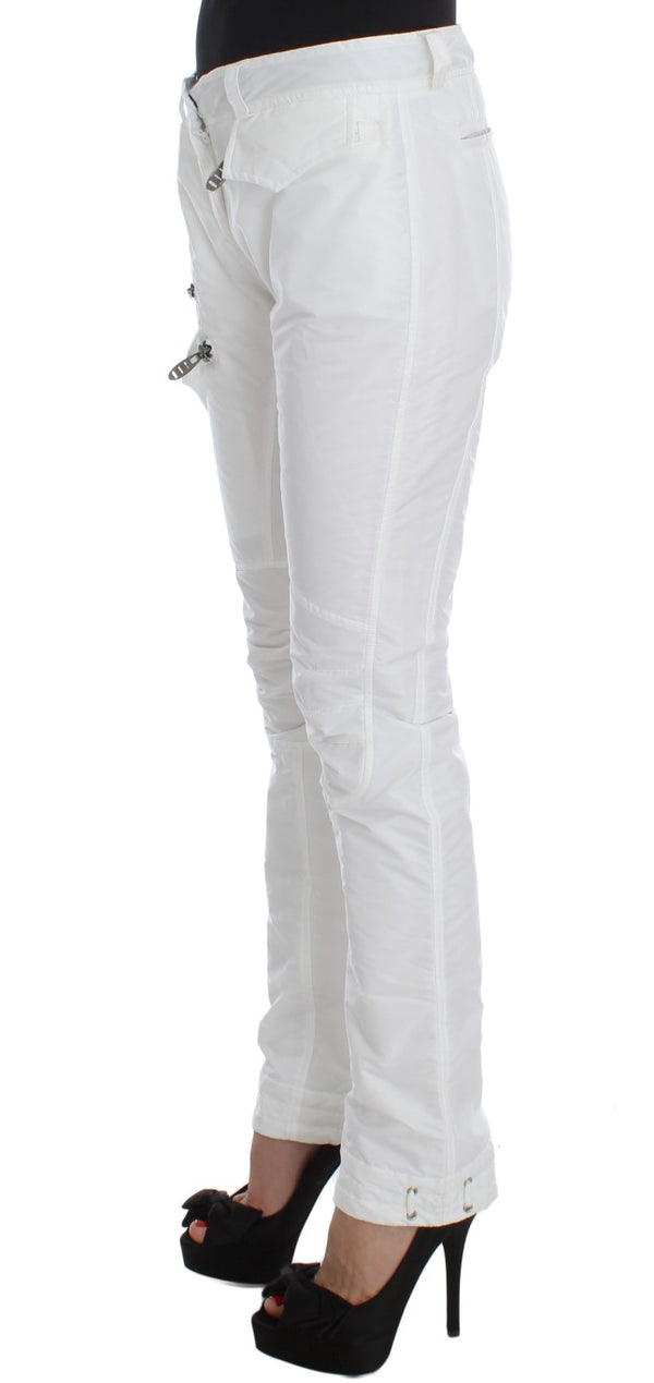 Pantaloni da carico in nylon bianco chic di designer italiano