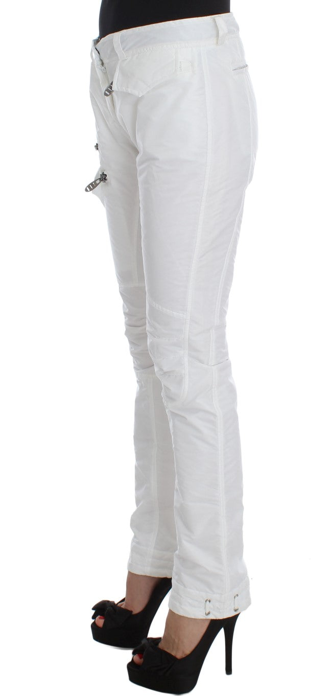 Pantalon de chargement en nylon blanc chic par designer italien