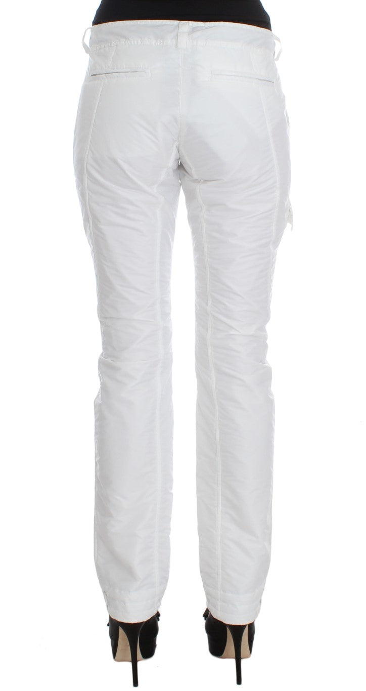 Pantaloni da carico in nylon bianco chic di designer italiano