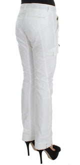 Chic White Nylon Cargo Hosen des italienischen Designers