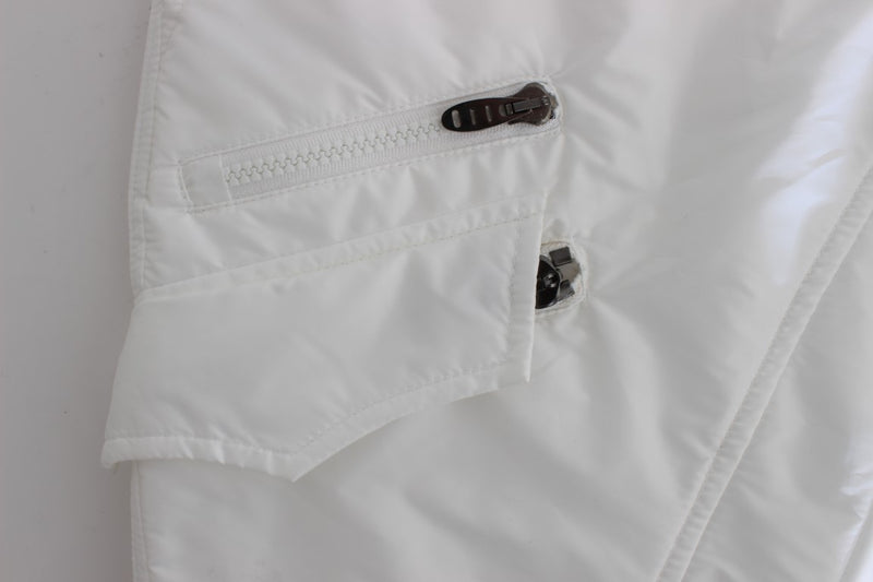 Pantaloni da carico in nylon bianco chic di designer italiano