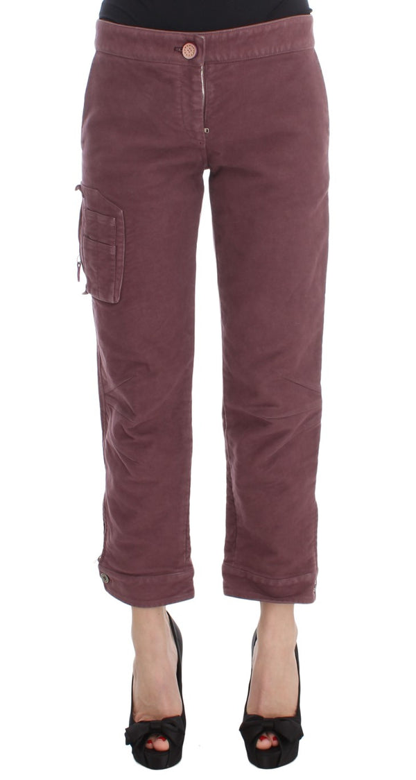 Κομψό Bordeaux Capri Cropped Cargo Pants