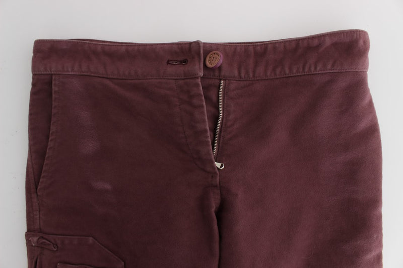 Chic Bordeaux Capri Cropped Cargo Hosen