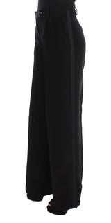 Chic Black Wide Leg Seidenmischjeans