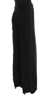 Chic Black Wide Leg Seidenmischjeans