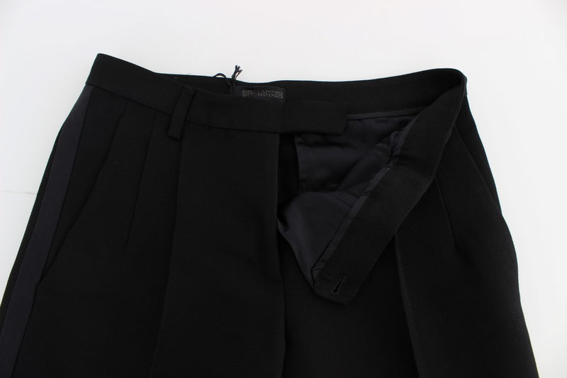 Jeans de mezcla de seda de pierna ancha de ancho negro elegante