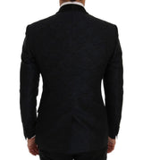 Elegant Blue & Black Slim Fit Anzug Ensemble