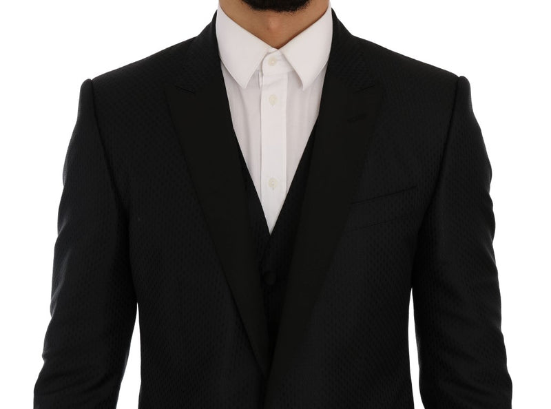 Elegante set di blazer di miscela di seta nera e blu