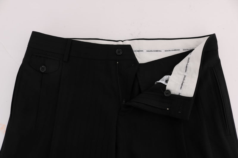 Elegantes pantalones de vestir recto a rayas negras