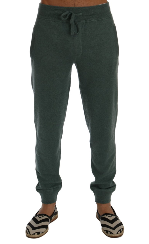 Eleganti pantaloni sportivi in ​​cashmere verde