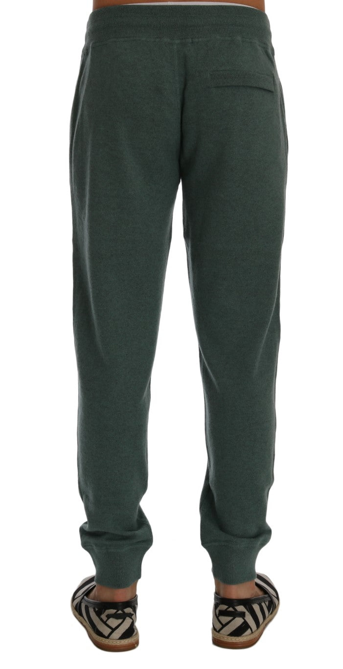 Eleganti pantaloni sportivi in ​​cashmere verde