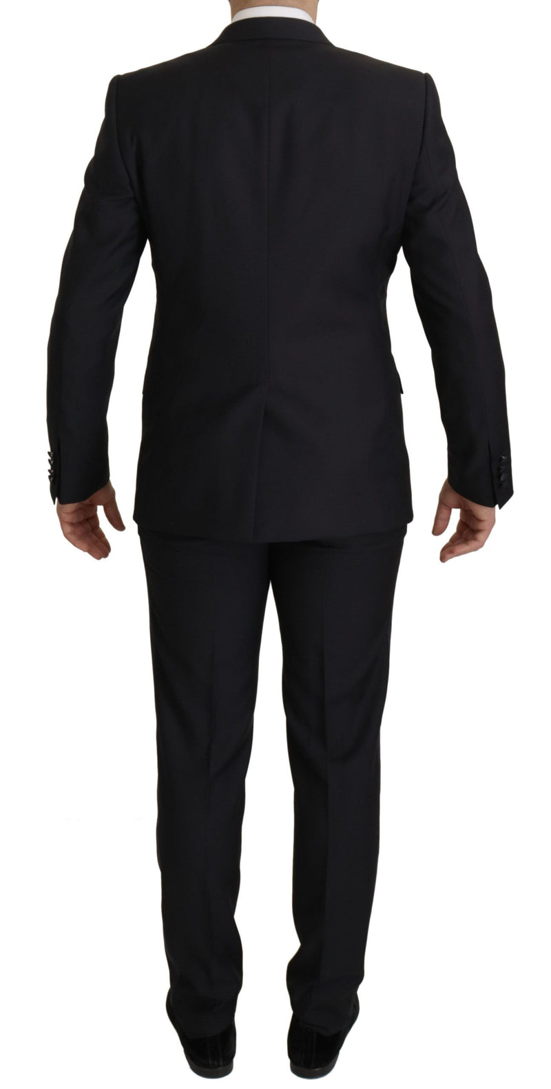 Elegante traje negro de lana de tres piezas