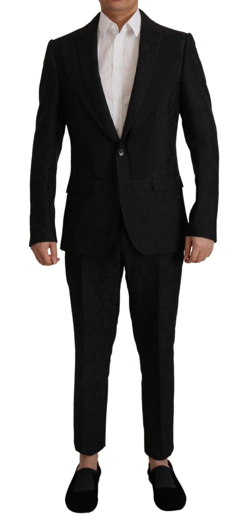 Elegante traje de martini negro de dos piezas