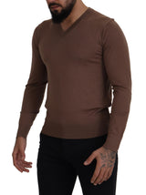 Elegant Virgin Wool V-Neck Pullover Sweater