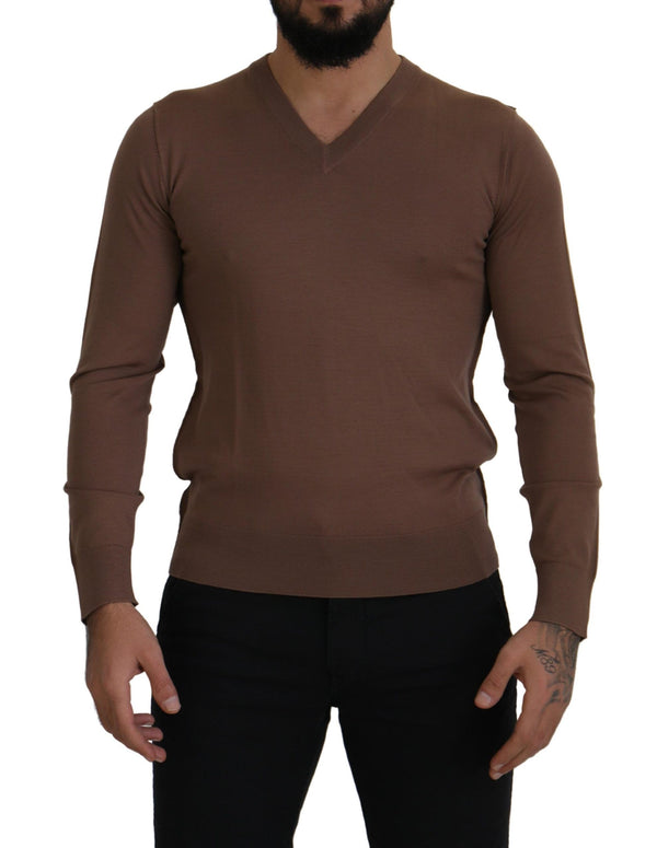 Elegante maglione pullover di lana vergine a V Virgin