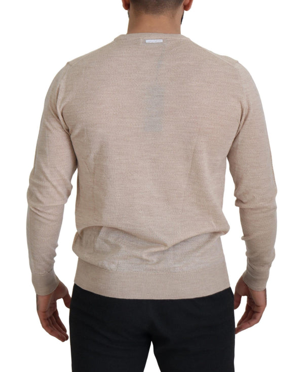 Eleganter beige Crewneck Wollpullover